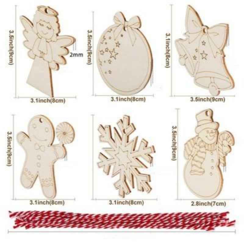 Blank Wooden Christmas Ornament Discs - DIY Craft Decoration Set with Pre-Drilled Holes
