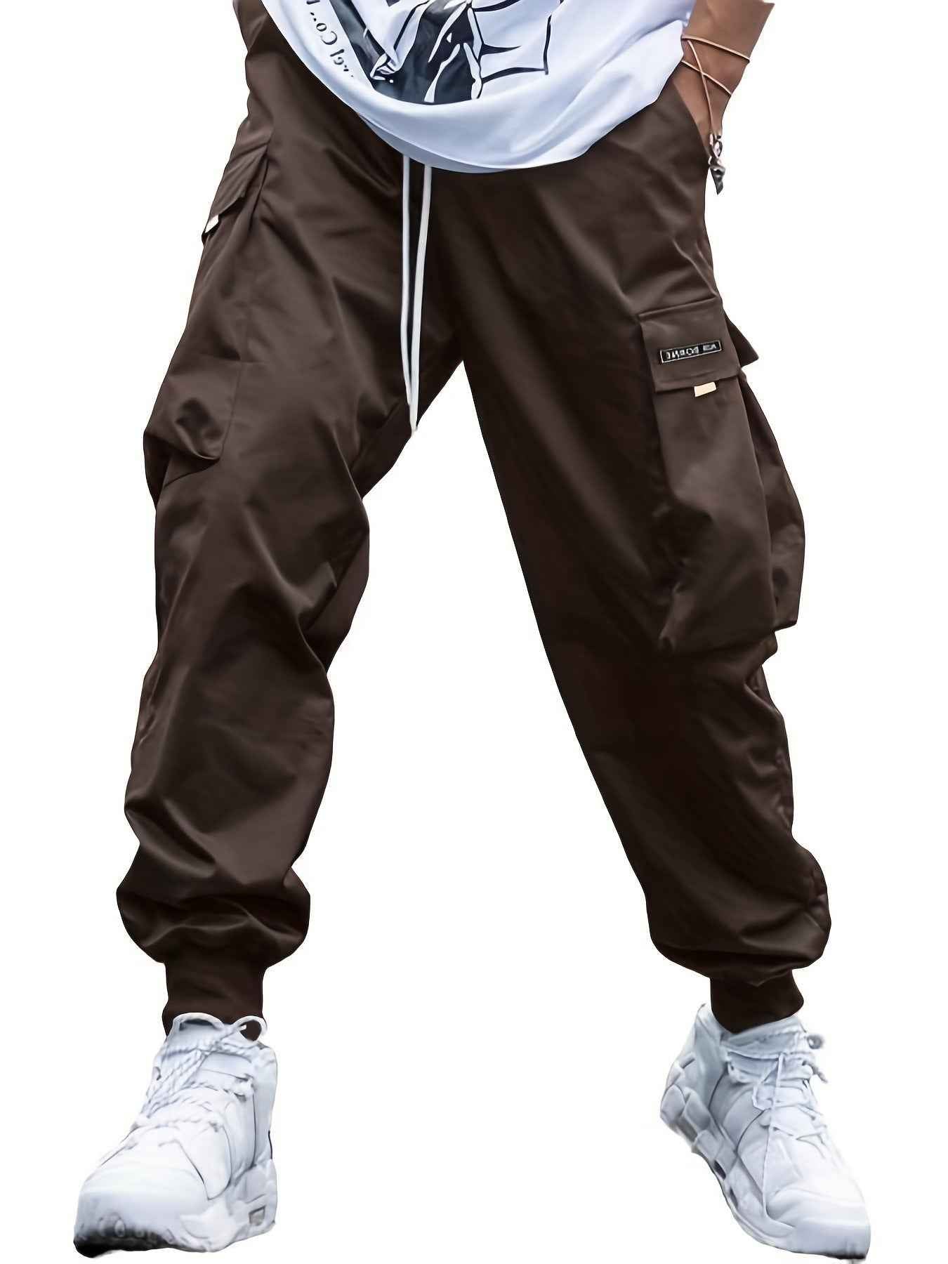 Men's Multi-Pocket Cargo Pants - Hip-Hop Streetwear Drawstring Trousers