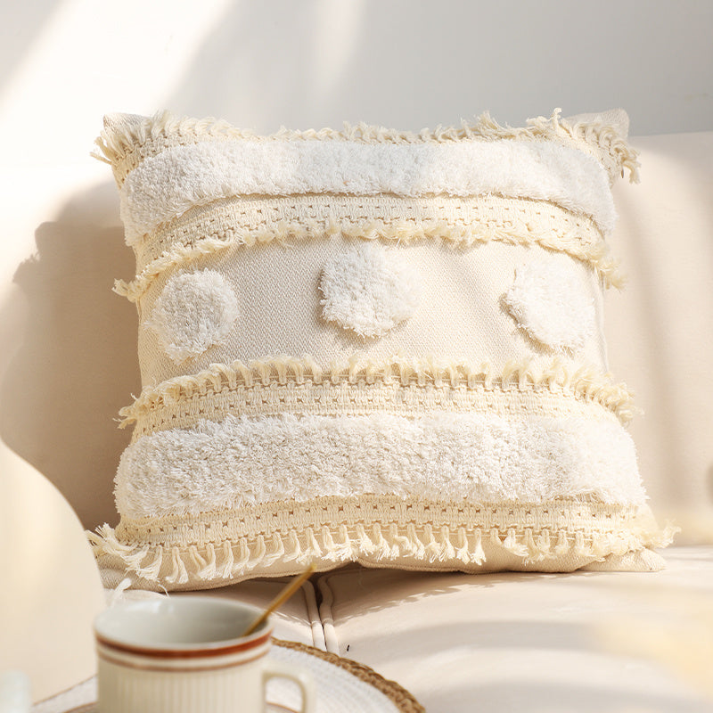 Pillowcase Tufted Pillow Solid Color Cover Waist Cushion - DropOnline.co