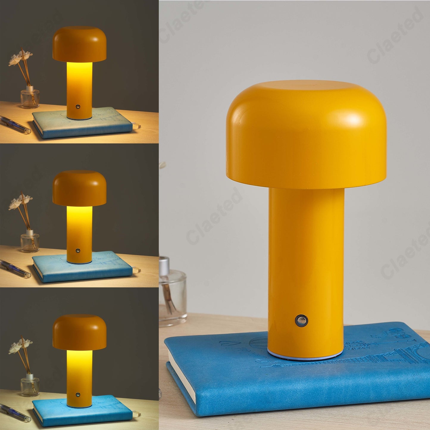Designer Mushroom Table Lamp Night Light Portable Cordless Touch Rechargeable Decor Lamp USB Bedside Lamp Desktop Lamp - DropOnline.co
