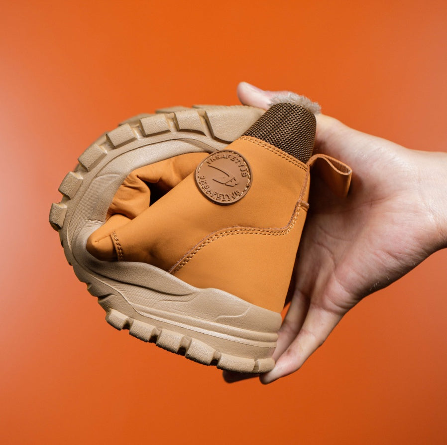 Men's Snow Boots, Steel-toed Boots, Waterproof Winter Warm Fur-lined Shoes - DropOnline.co