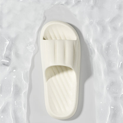 Fashion Solid Color Striped Home Slippers Summer Thick Bottom Non-slip Bathroom Slipper Women Men Couples Shoes