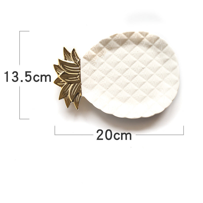 Gold Plated Dessert Plate Ceramic Jewelry Plate Home Decor - DropOnline.co