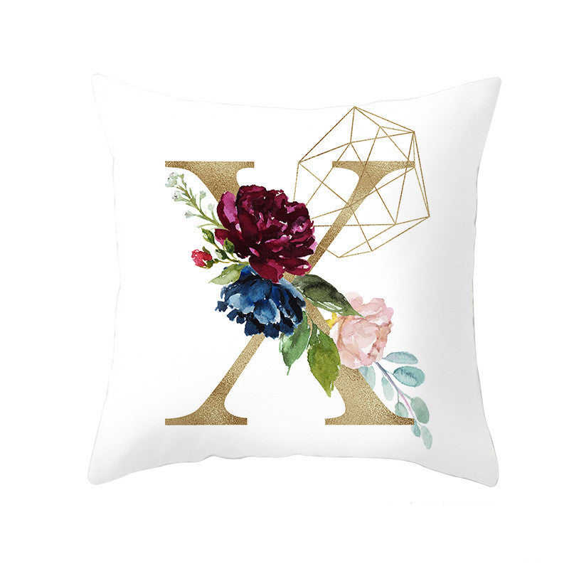 Nordic Style Pillowcase Geometric Golden Letter Pillowcase Peach Skin Sofa Cushion Household Goods - DropOnline.co