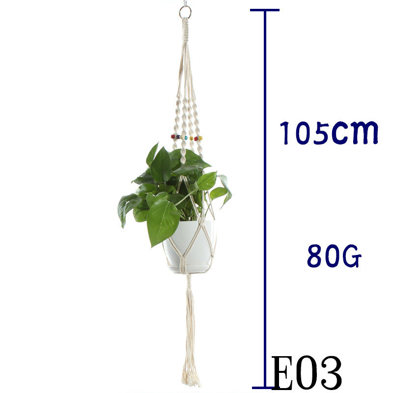 Flower Pot Net Bag Beige Cotton Rope Indoor Plant Hanger Hanging Basket Sling - DropOnline.co