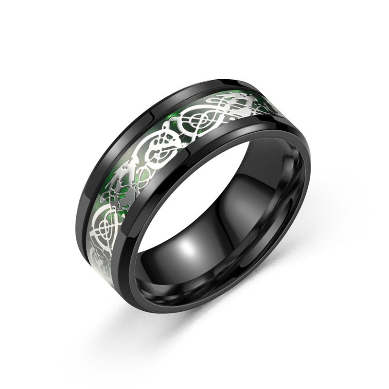 Stainless Steel Dragon Pattern Ring - Bold Statement Ring - DropOnline.co