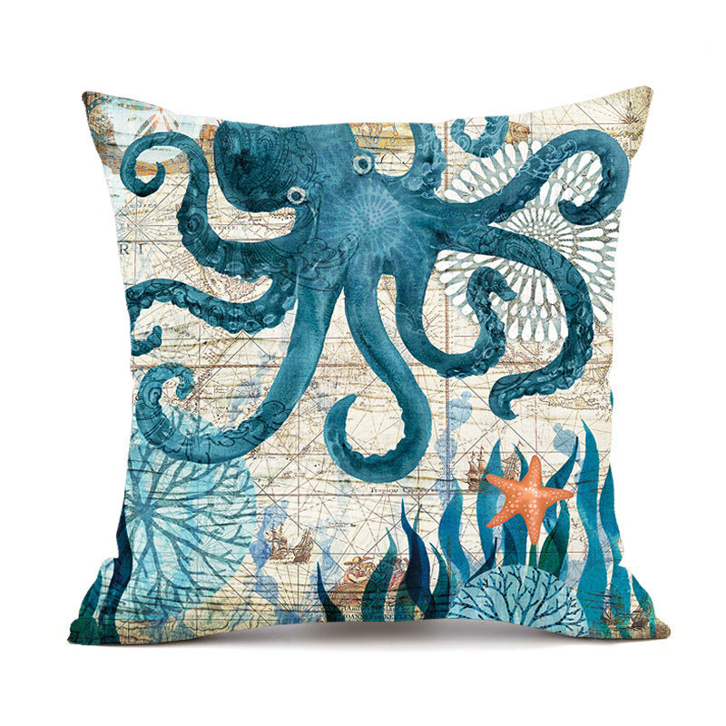 Cushion Covers Sea Turtle Printed Throw Pillow Cases For Home Decor Sofa Chair Seat - DropOnline.co