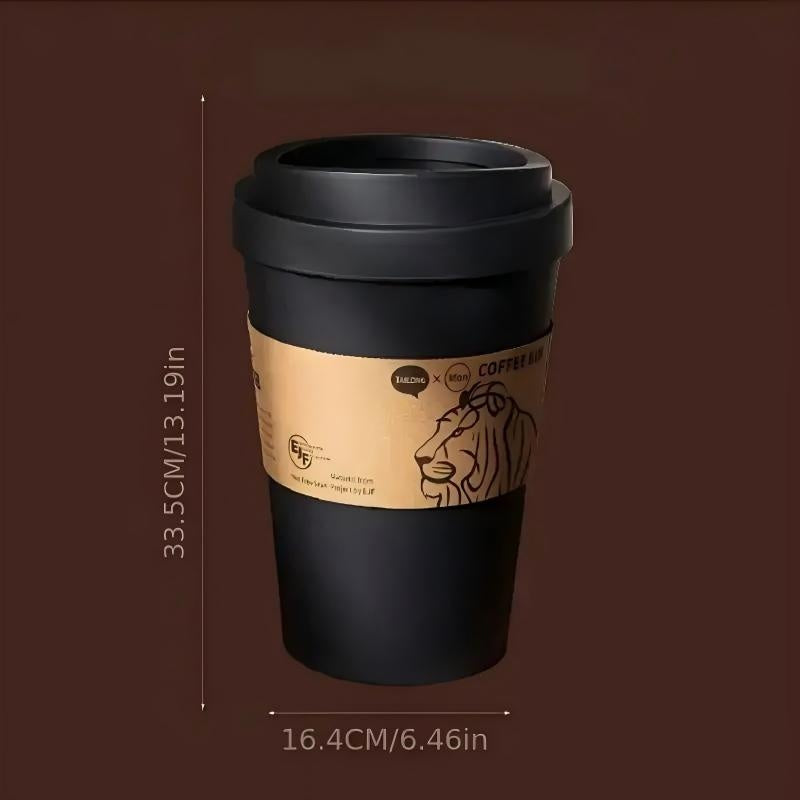 2025 New Elegant Lion Theme Coffee Cup Trash Can Deodorizing Push-On Lid Black And White Odor Resistance High Aesthetic Large Capacity - DropOnline.co
