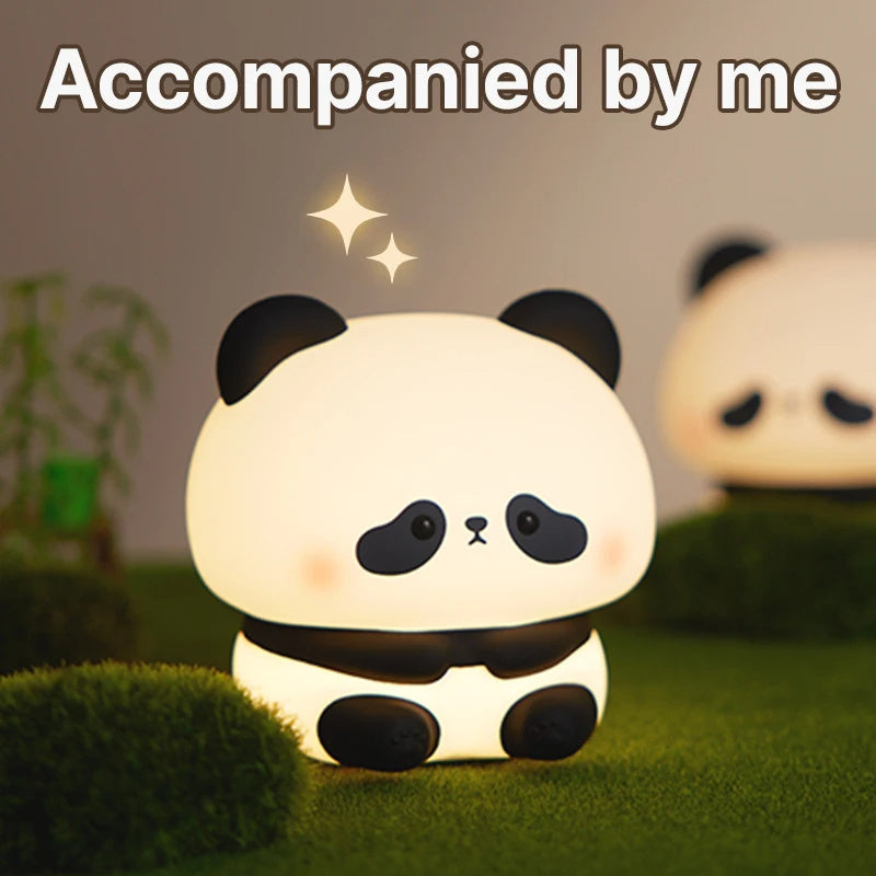 Panda LED Night Light - Cute Silicone USB Rechargeable Touch Lamp with Timing for Children - DropOnline.co