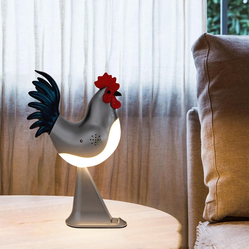 LED Rooster Night Light Touch With Sound Rechargeable Bedroom Bedside Lamp Dimmable Car Ambience Aroma Carrying Lamp Home Decor - DropOnline.co
