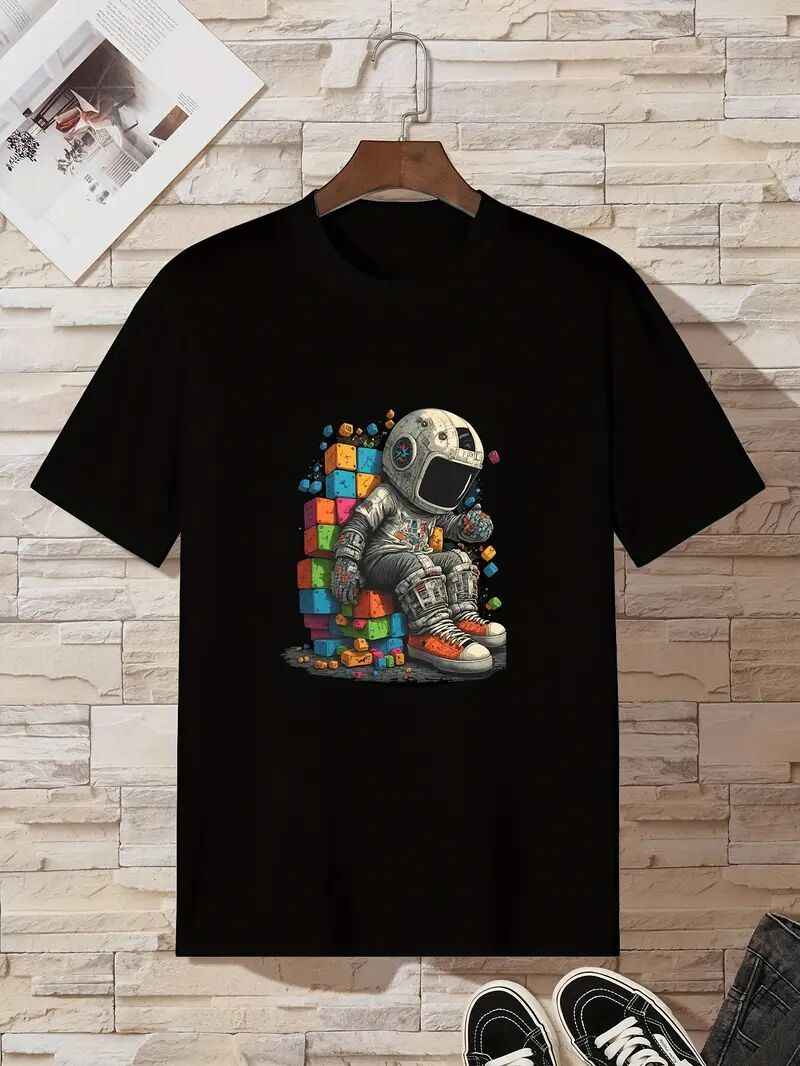 Men's Printed Short Sleeve T-Shirt - Casual Graphic Design Tee