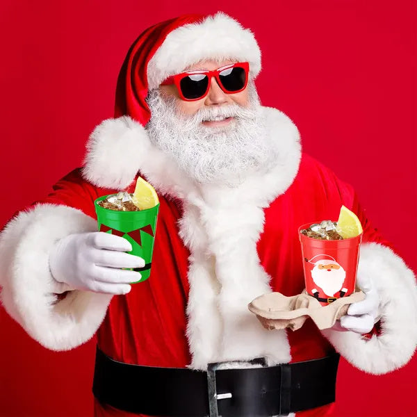 12 Pcs Christmas Drink Cups 4 Styles Patterns Santa Claus Snowman Elk Coffee Cup For Christmas New Year Holiday Party Favors Coffee Wine Cold Drinks Supplies - DropOnline.co