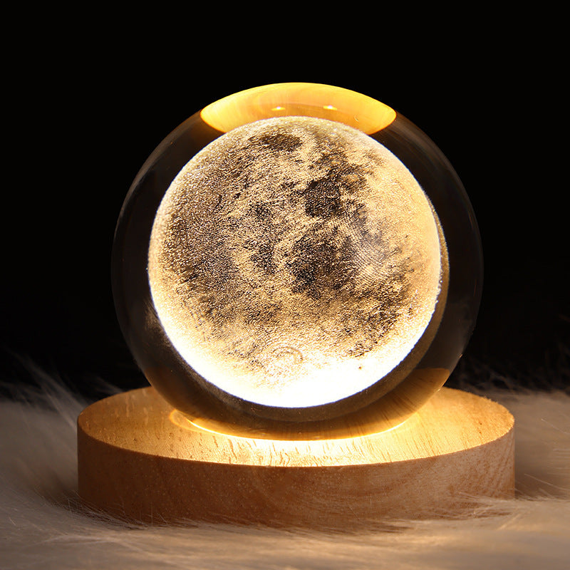 LED Night Light Galaxy Crystal Ball Table Lamp 3D Planet Moon Lamp Bedroom Home Decor For Kids Party Children Birthday Gifts - DropOnline.co