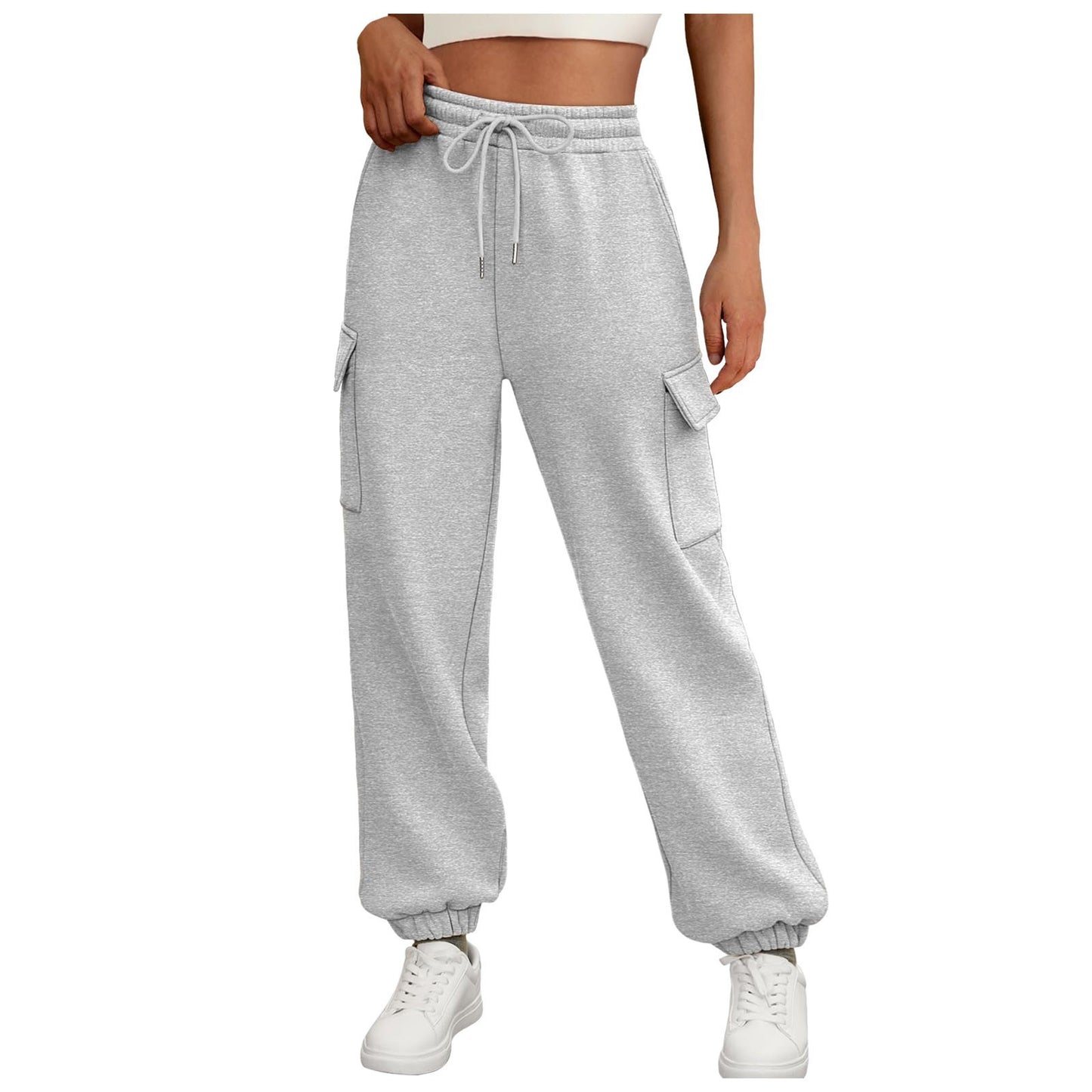 Women's Fleece-Lined Sweatpants - Baggy Athletic Jogger Trousers with Pockets - DropOnline.co