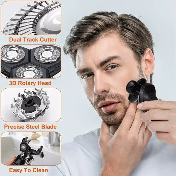 5 In 1 Electric Razor Shaver Rechargeable Cordless Head Beard Trimmer Shaver Kit IPX6 Waterproof Dry Wet Grooming Kit - DropOnline.co
