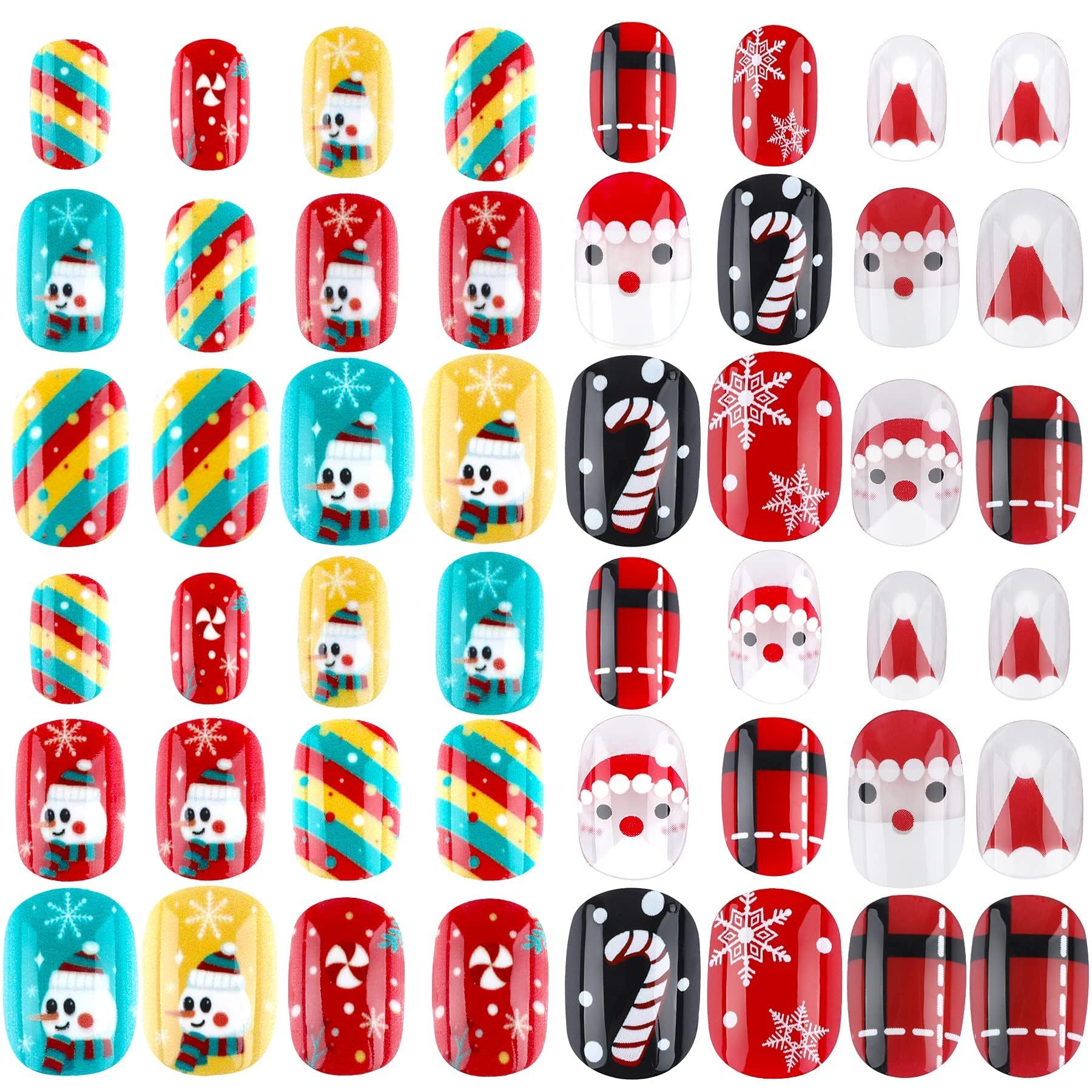 Christmas Stick On Nail, 48 Pcs False Nails Kids Full Cover Xmas Short False Nail Children Nails Lovely Gift For Kids Little Girls Nail Art Decoration-Ban On Selling On Amazon - DropOnline.co