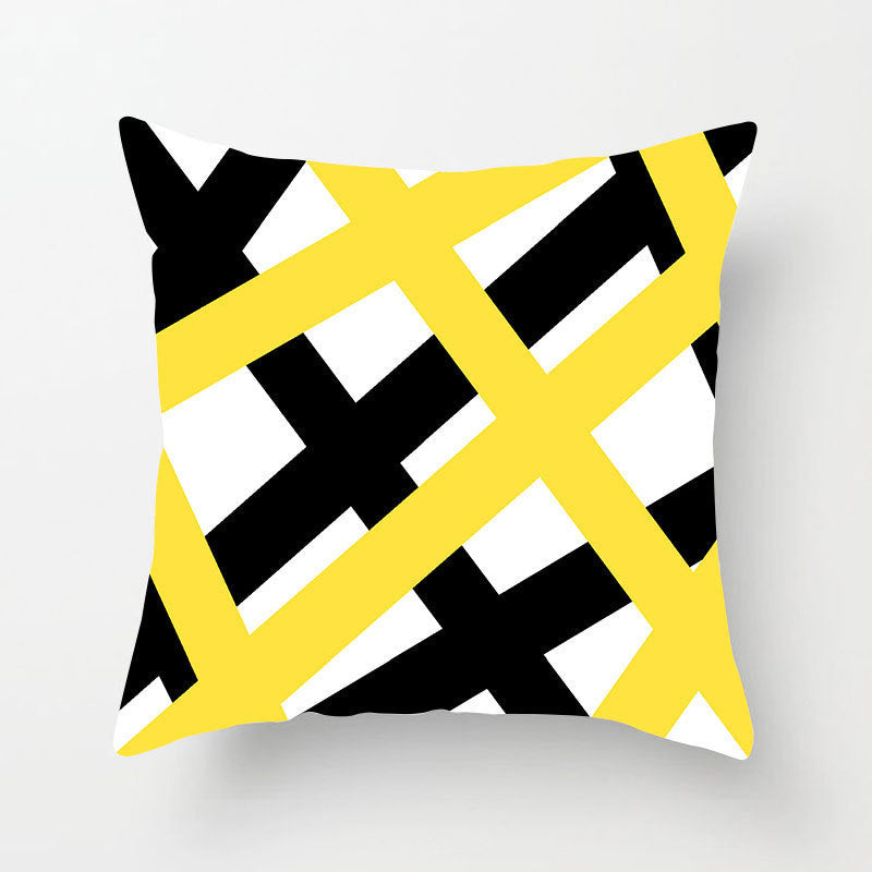 Modern Yellow Daisy Flower Cushion Cover - Creative Letter Print Pillow Case for Home - DropOnline.co