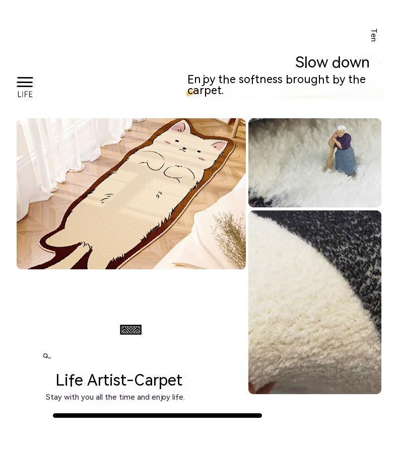 Cartoon Carpet Bedroom Bedside Blanket Window Cushion Washable Cashmere Room Foot Mat - DropOnline.co