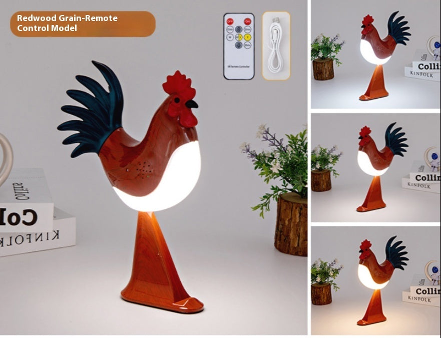 LED Rooster Night Light Touch With Sound Rechargeable Bedroom Bedside Lamp Dimmable Car Ambience Aroma Carrying Lamp Home Decor - DropOnline.co