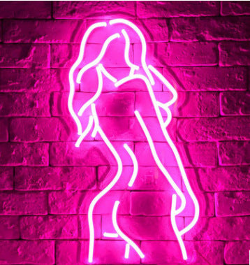 Acrylic Lady LED Neon Sign Lights Wall Hanging Bar Decor Artwork Night Light Neon Bulbs Lamp Bedroom Decoration Lighting - DropOnline.co