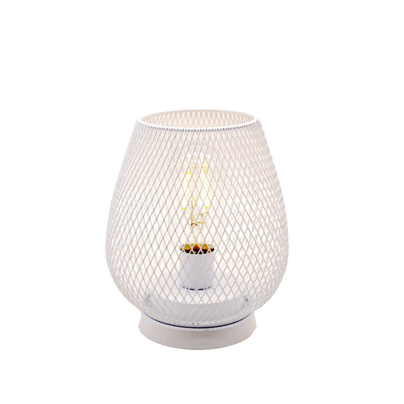 Retro Iron Art Table Lamp Battery Powered Night Light Hollowed Out Birdcage Desk Reading Lamp Bedroom Decor Bedside Table Lamp Home Decor - DropOnline.co