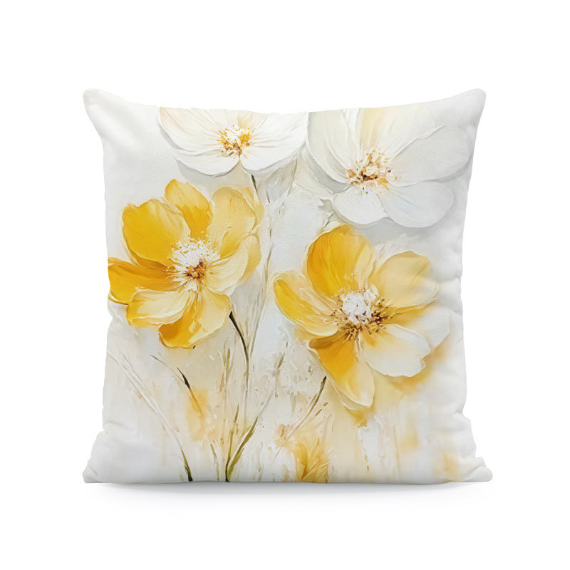 Ink-painting Plum Blossom Yellow Flower Sofa Cushion Cover Without Pillow Core - DropOnline.co