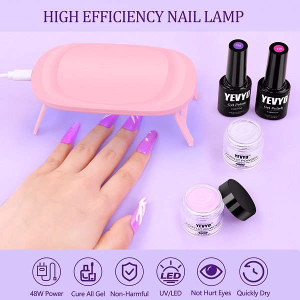 Acrylic Nail Kit With UV, 4 Color Gel Polishing Kit - DropOnline.co
