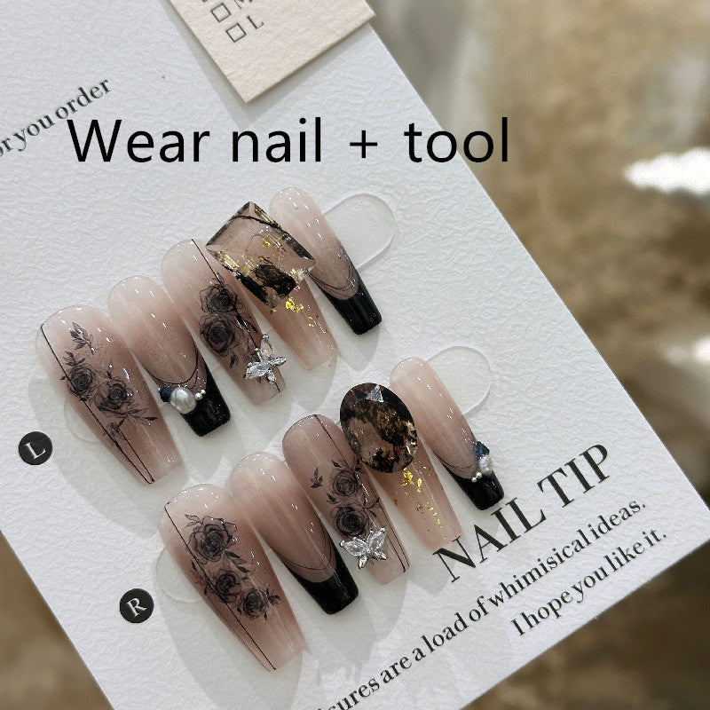 Handmade Long Camellia Girl Nail Tip - DropOnline.co