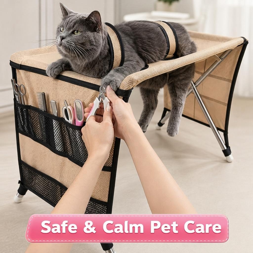 Foldable Pet Grooming Table with Support Hammock