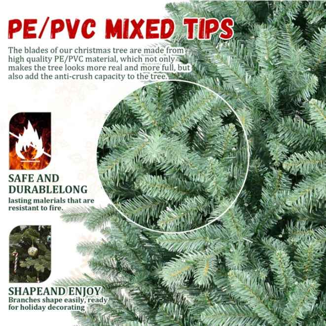 5ft Artificial Blue Green Tint Christmas Tree - Hinged PVC Fireproof Holiday Tree - DropOnline.co