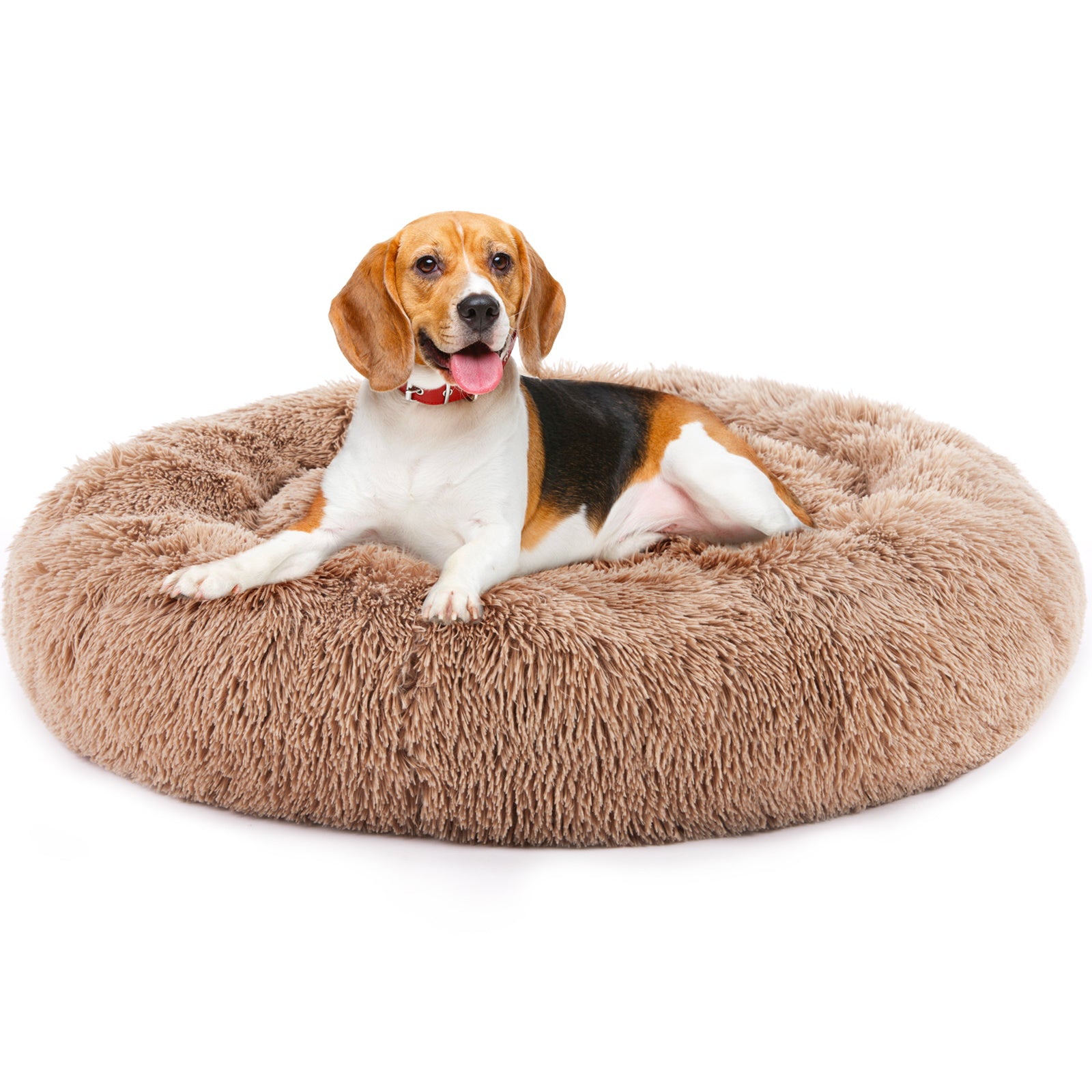 24 Inch Anti-Slip Round Fluffy Plush Faux Fur Cat Bed, Fits Up To 25 Lbs Pets - DropOnline.co