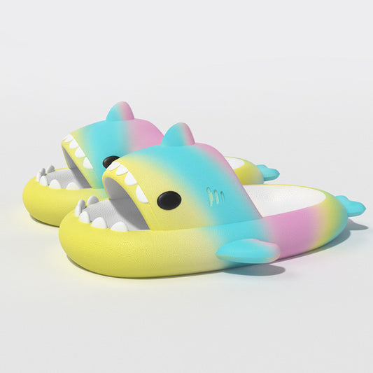 Gradient Rainbow Shark Slippers Women's Summer Indoor - DropOnline.co