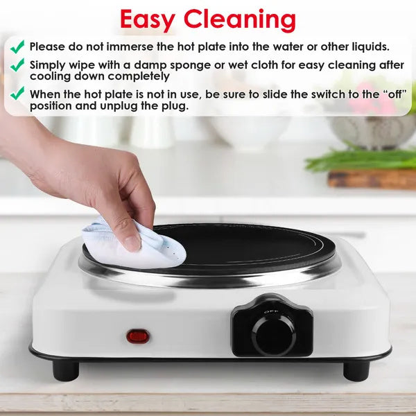 1200W Electric Infrared Single Burner Portable Heating Hot Plate Stove Countertop RV Hotplate With 7.5' Glass Cooktop Stepless Temperature Adjustments For Home RV Camp - DropOnline.co