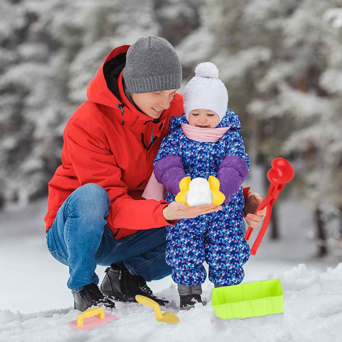 Set of 15Pcs Winter Snowball Tool Kit - Kids Snow Molds Outdoor Beach Toys - DropOnline.co
