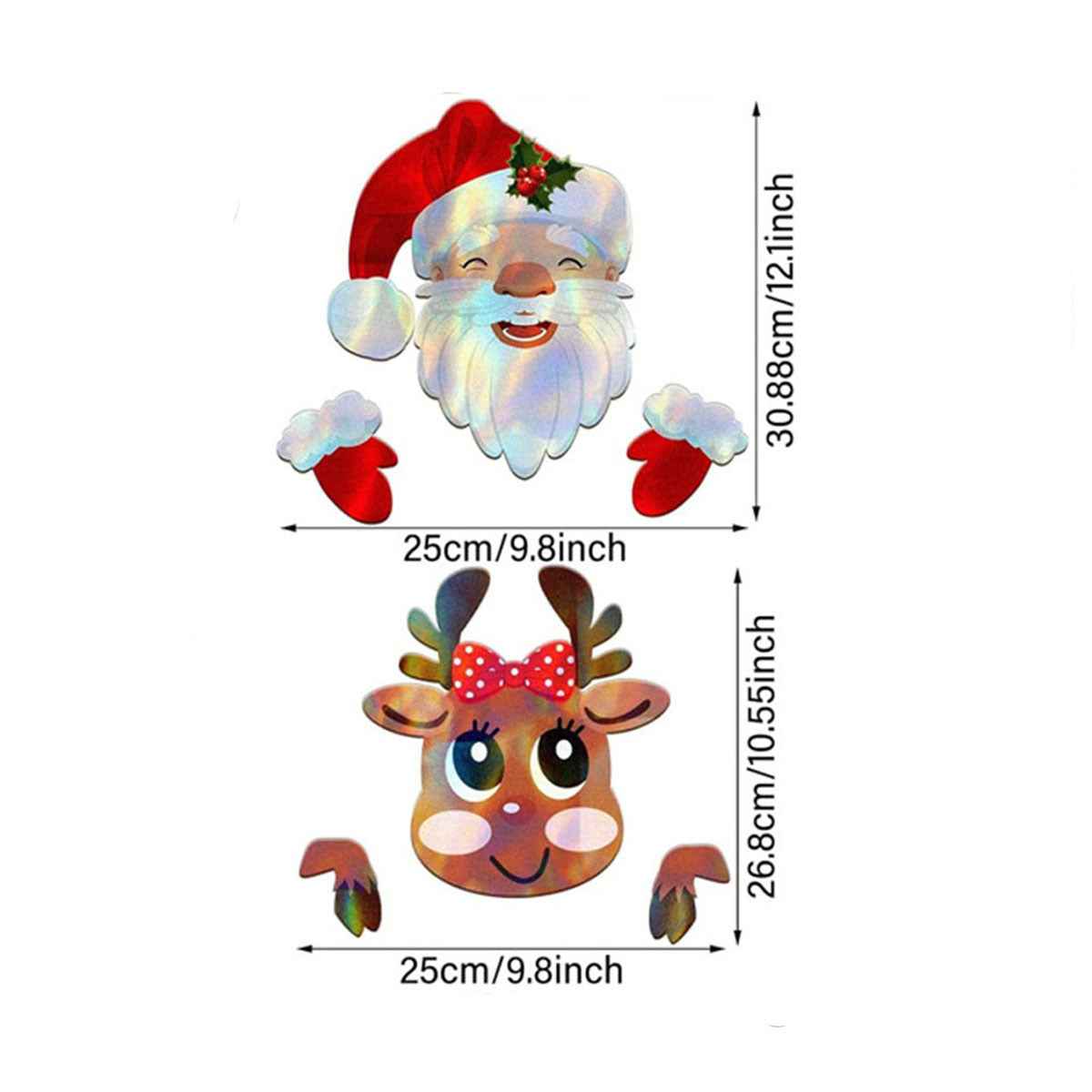 Christmas Fence Peeker Decoration - Peeking Santa & Elk with Stickers for Outdoor Display - DropOnline.co