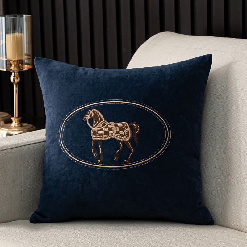 Hand-embroidered Cushion Cover Horse Pattern Pillowcase - DropOnline.co