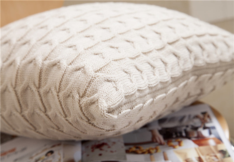 Vintage Continental Knitted Plain Cushion Cover - DropOnline.co