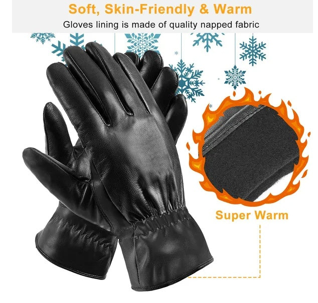 Unisex Leather Winter Gloves - Windproof Cycling & Skiing Gloves - DropOnline.co