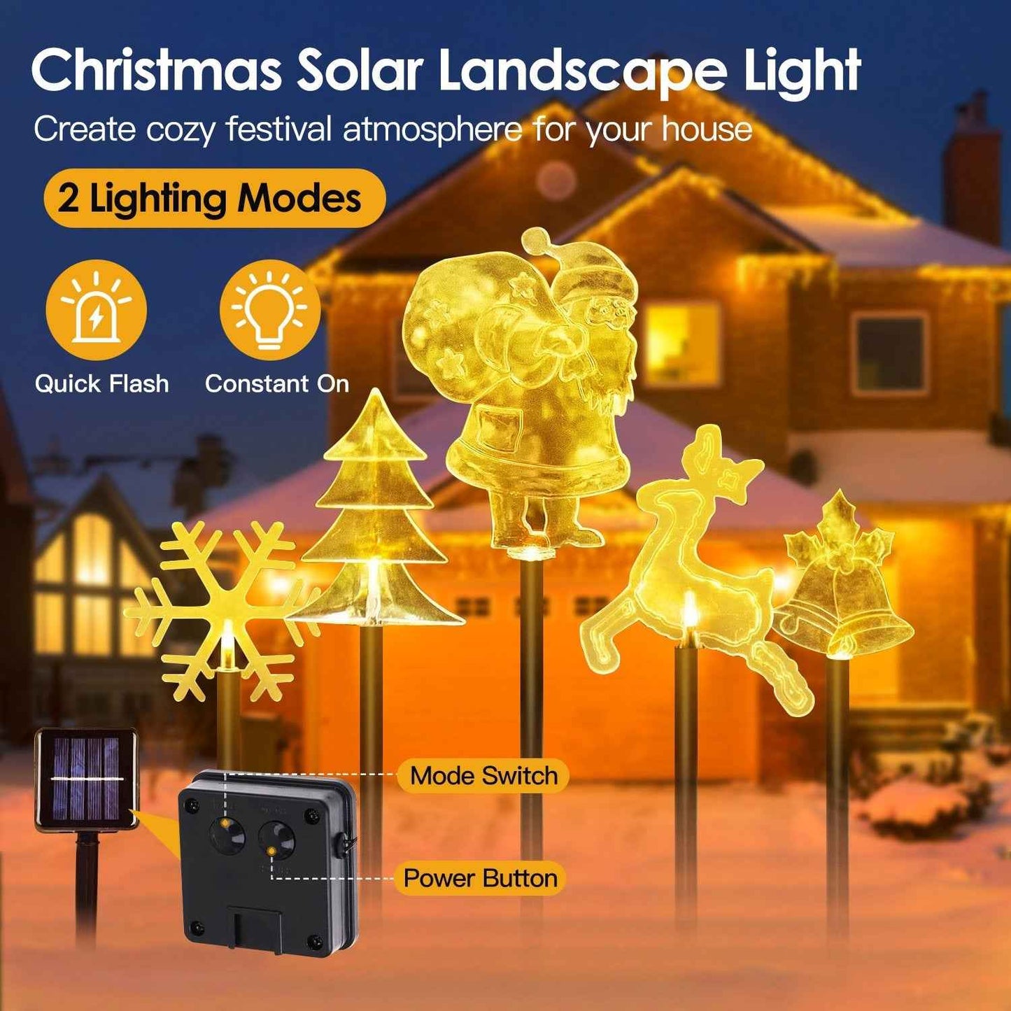 5Pcs Mixed Christmas Solar Stake Light Set - Waterproof Outdoor Landscape Light - DropOnline.co