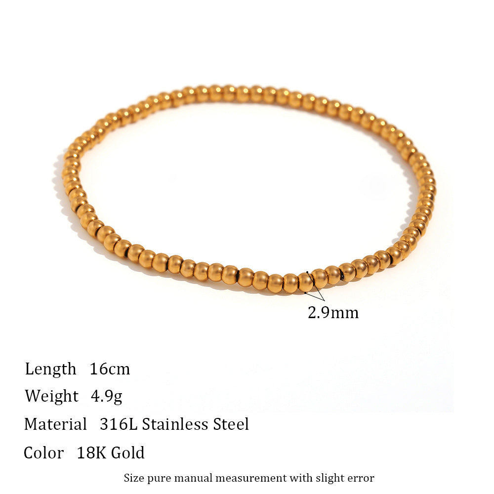 Niche Vintage Stainless Steel Plated 18K Elastic Bead Bracelet - DropOnline.co