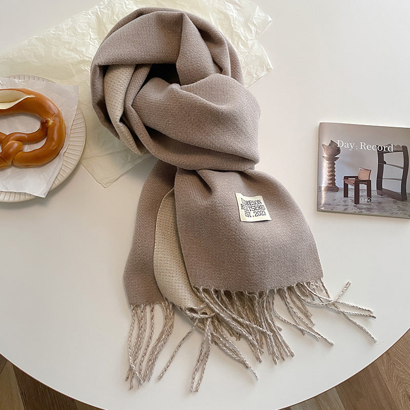Double-Sided Artificial Cashmere Scarf - Women's Winter Warm Couple Scarf - DropOnline.co