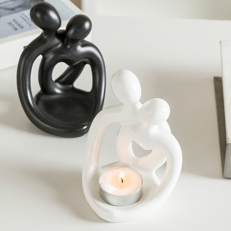 Ceramic Couple Candlestick Modern Nordic Suit Retro Aromatherapy Candle Cup Ornaments - DropOnline.co