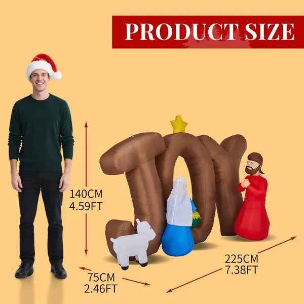 7.5FT Inflatable Nativity Scene with JOY Sign - LED Lighted Christmas Yard Decoration - DropOnline.co