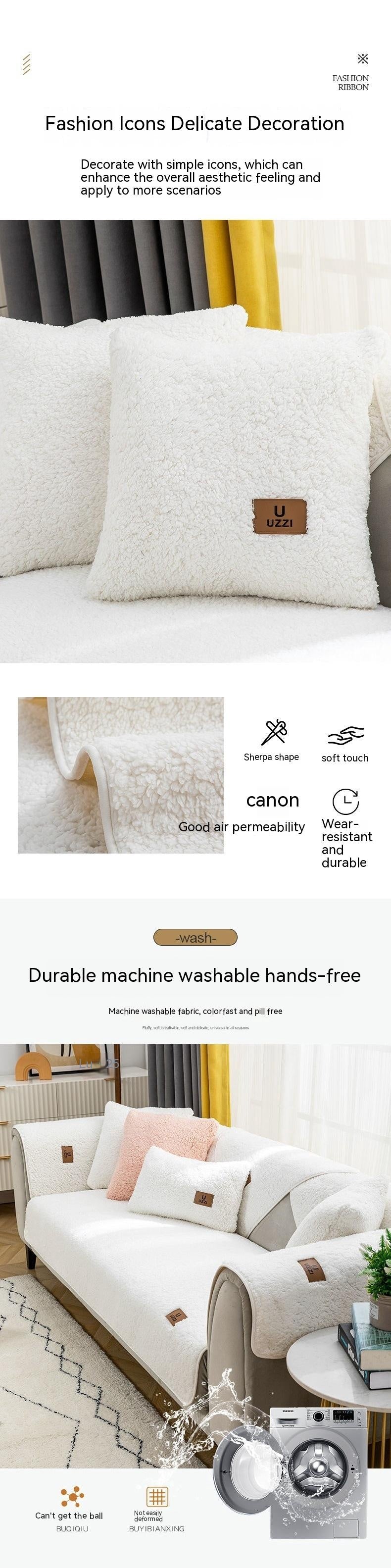 Sofa Cushion Thickness Winter Lambskin Thickened Fleece Cushion - DropOnline.co