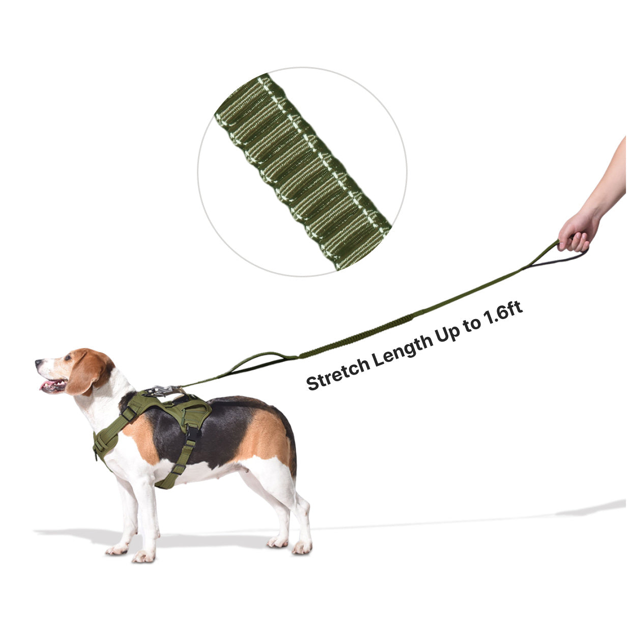 PETMARVEL 4-6 FT Shock Absorbing Tactical Dog Leash Dual Handle For Training - DropOnline.co