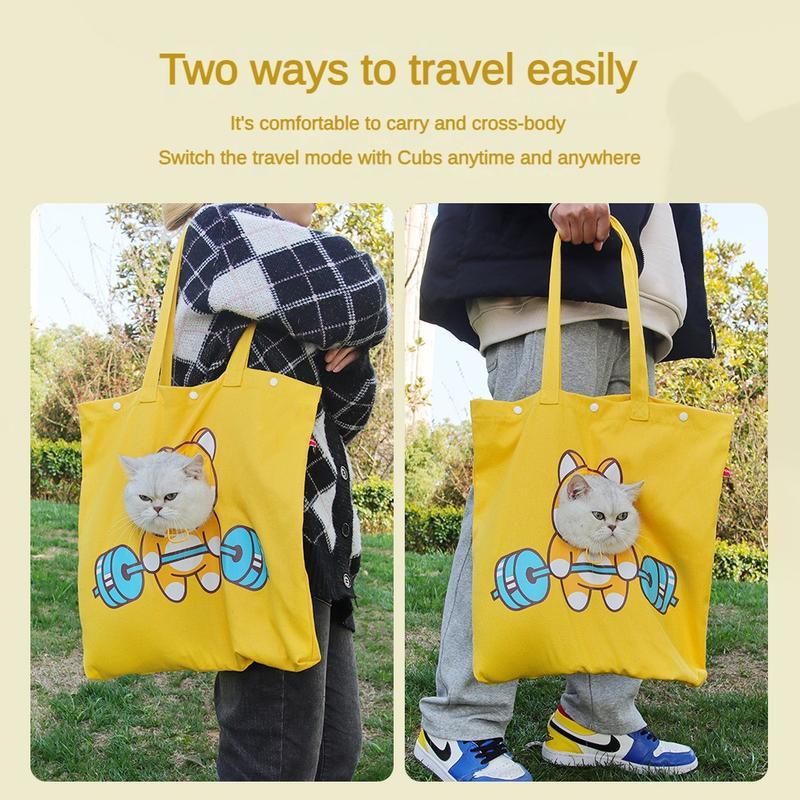Pet Canvas Shoulder Bag, Cute Animal ShapedCat Carrier Canvas Bags,Portable Pet CanvasTote Chest Bag That Can Expose Head,OutdoorTravel Pet Carrier For Cats Dogs Pet Supplies - DropOnline.co