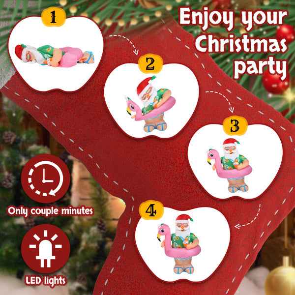 5.9ft Hawaiian Elderly Inflatable Christmas Decoration - 6 LED Lights - DropOnline.co
