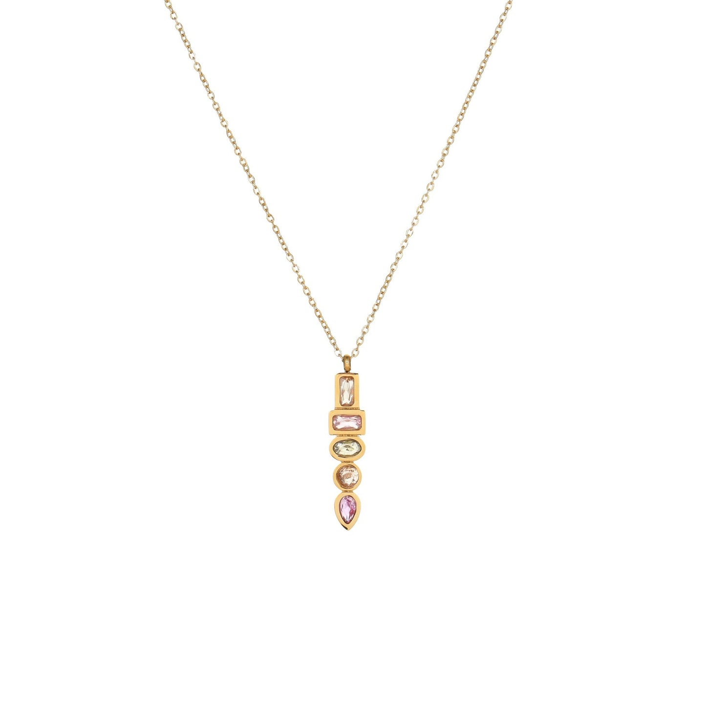 European And American Fashion Special-interest Color Zircon Star Pendant Stainless Steel Necklace - DropOnline.co