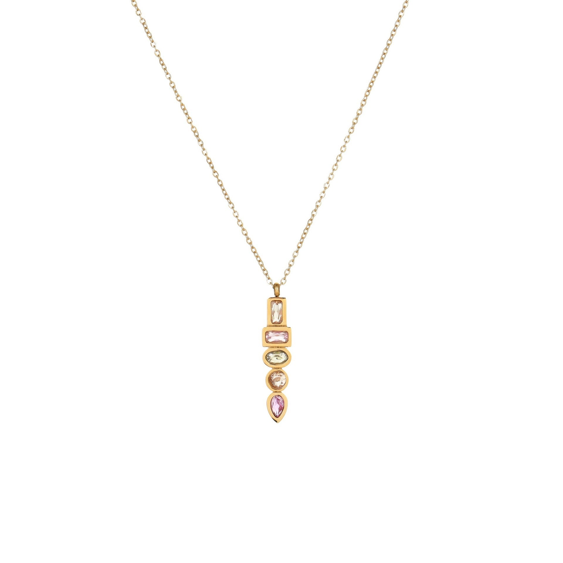 European And American Fashion Special-interest Color Zircon Star Pendant Stainless Steel Necklace - DropOnline.co