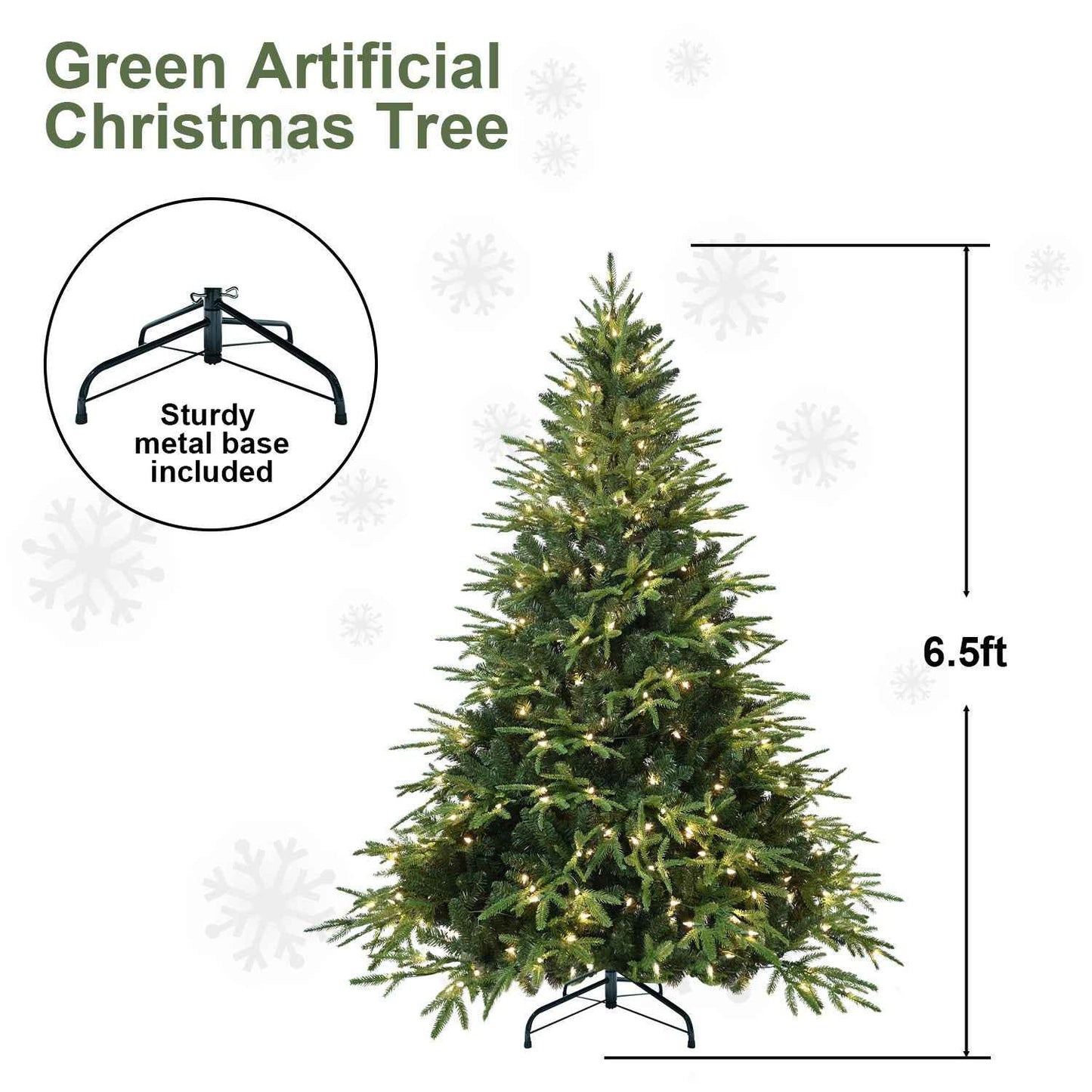 PVC Christmas Tree Green with Lights - Classic Pre-Lit Tree